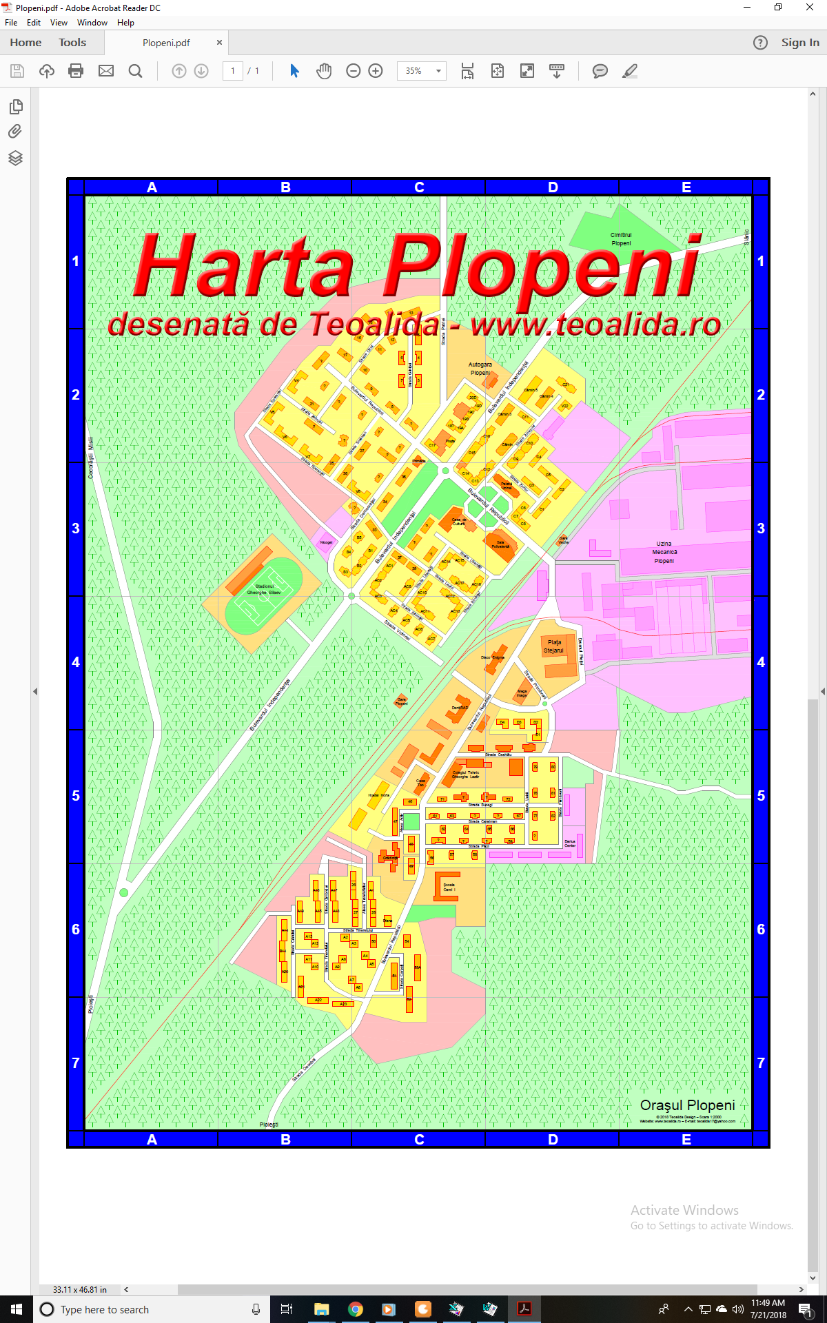Harta de perete Plopeni