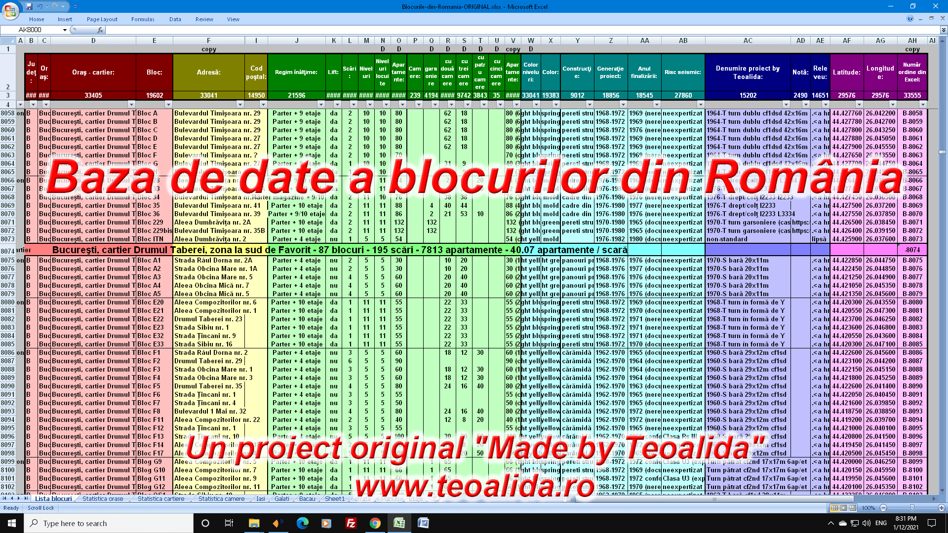 Baza de date a blocurilor din Romania